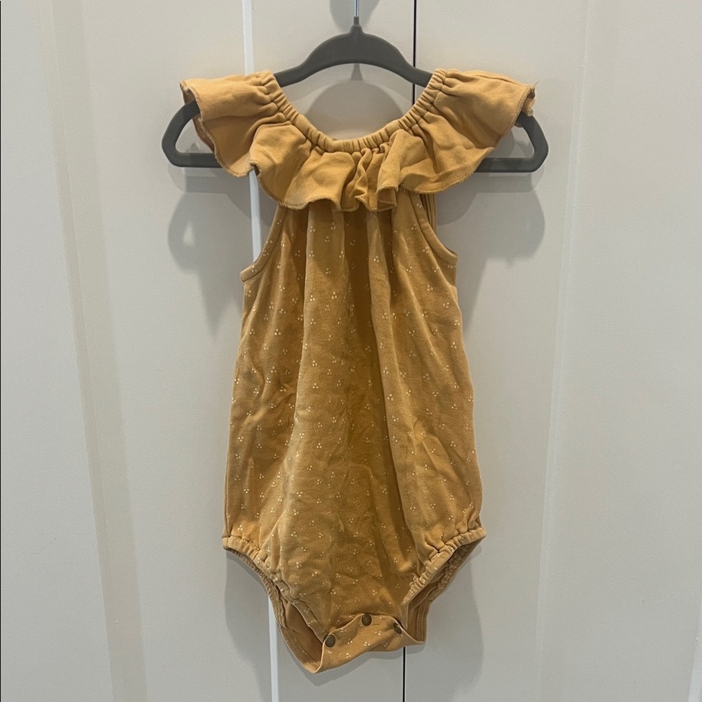 Lovedbaby Ruffled Mustard Yellow Baby Romper